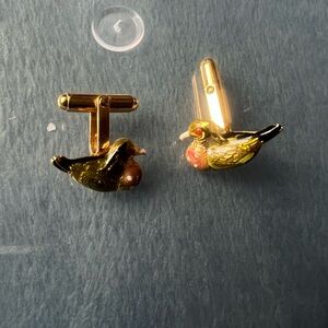 Gold and Green Duck Cufflinks